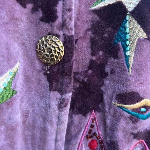 Indigo Moon NWOT embroidered beaded velvetine button up lined jacket size 2X - Picture 3 of 14